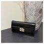 Black Elegant Women's RFID Blocking Long Wallet - PU Leather Clutch Purse with Clasp