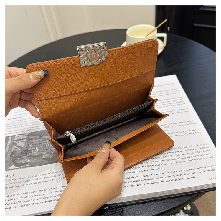 Black Elegant Women's RFID Blocking Long Wallet - PU Leather Clutch Purse with Clasp