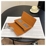 Black Elegant Women's RFID Blocking Long Wallet - PU Leather Clutch Purse with Clasp - Extra Image