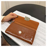 Brown Elegant Women's RFID Blocking Long Wallet - PU Leather Clutch Purse with Clasp - Extra Image