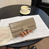 Beige Elegant Women's RFID Blocking Long Wallet - PU Leather Clutch Purse with Clasp