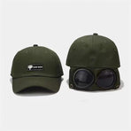 Beige Stylish Aviator Goggle Baseball Cap - Unisex Outdoor Cotton Sun Hat