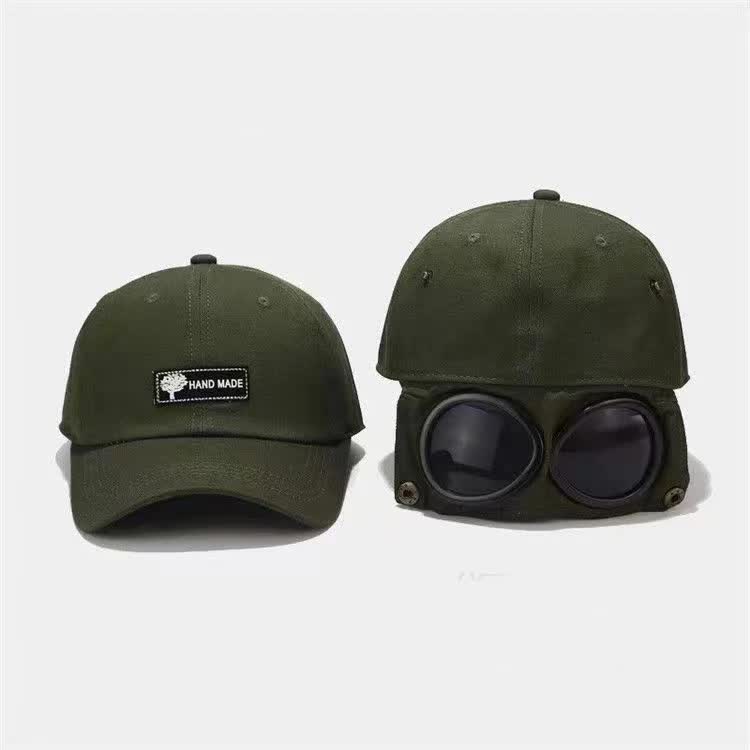 Beige Stylish Aviator Goggle Baseball Cap - Unisex Outdoor Cotton Sun Hat