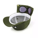 Yellow Stylish Aviator Goggle Baseball Cap - Unisex Outdoor Cotton Sun Hat - Close-Up Angle