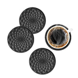 Dark Blue and Black Geometric Silicone Drink Coasters Set (6 Pack) with Holder - Non-Slip Table Protectors - Front View