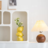 Yellow Zesty Stacked Lemon Ceramic Vase - Cheerful Nordic Tabletop Decor - 45-Degree Angle
