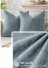 Yellow Plush Chenille Cushion Covers Set of 2 - Soft Textured Decorative Throw Pillow Cases for Sofa Couch, 45x45cm - 45-Degree Angle