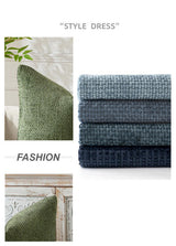 Yellow Plush Chenille Cushion Covers Set of 2 - Soft Textured Decorative Throw Pillow Cases for Sofa Couch, 45x45cm - Rear View