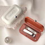 2 Sets Purple Portable 4-Piece Manicure Set - Compact Nail Grooming Kit with Stainless Steel Clippers, File & Stylish Case - Front View