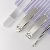 2 Sets Purple Portable 4-Piece Manicure Set - Compact Nail Grooming Kit with Stainless Steel Clippers, File & Stylish Case - Side View