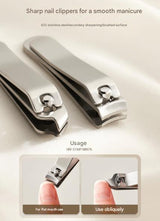 Beige Compact 7-Piece Manicure Set - Stainless Steel Nail Grooming Kit with Stylish Travel Case - Top-Down View