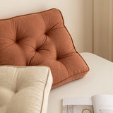 Tea Green Soft And Thick Seat Cushion - Cotton Linen Blend Chair Pad with Ties - 43x43cm - Top-Down View