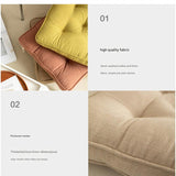 Tea Green Soft And Thick Seat Cushion - Cotton Linen Blend Chair Pad with Ties - 43x43cm - Rear View