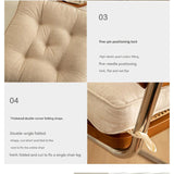 Brown Soft And Thick Seat Cushion - Cotton Linen Blend Chair Pad with Ties - 43x43cm - Close-Up Angle