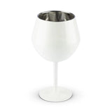 2 Pcs White Detachable Stainless Steel Wine Glass - 14oz (420ml) Portable Stemmed Goblet for Outdoors & Travel