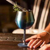 2 Pcs White Detachable Stainless Steel Wine Glass - 14oz (420ml) Portable Stemmed Goblet for Outdoors & Travel - Top-Down View