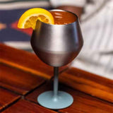 2 Pcs Purple Detachable Stainless Steel Wine Glass - 14oz (420ml) Portable Stemmed Goblet for Outdoors & Travel - Close-Up Angle