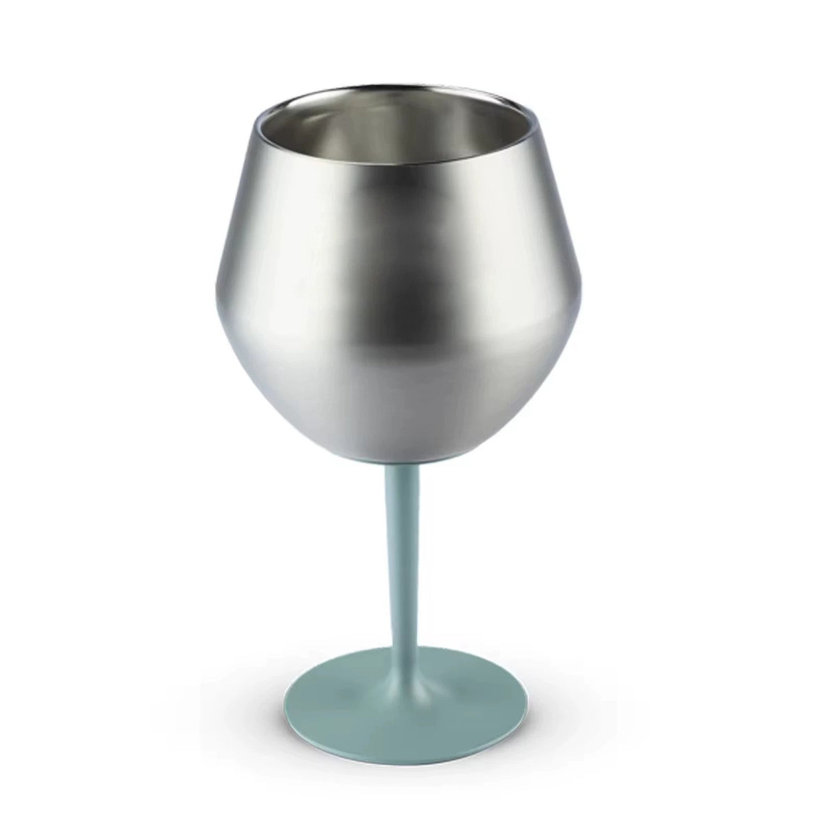 2 Pcs Green and Silver Detachable Stainless Steel Wine Glass - 14oz (420ml) Portable Stemmed Goblet for Outdoors & Travel