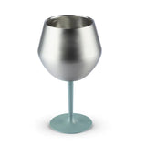 2 Pcs Green and Silver Detachable Stainless Steel Wine Glass - 14oz (420ml) Portable Stemmed Goblet for Outdoors & Travel