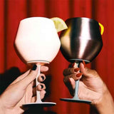 2 Pcs Green and Silver Detachable Stainless Steel Wine Glass - 14oz (420ml) Portable Stemmed Goblet for Outdoors & Travel - Rear View