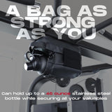 Black Magnetic Gym Water Bottle Holder Bag - Crossbody Sling Pouch for Essentials - Rear View