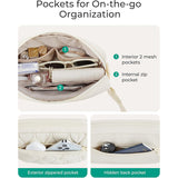 Beige Stylish Quilted Belt Bag - Lightweight Nylon Crossbody Fanny Pack - Side View