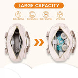 Khaki and Beige Stylish Nappy Bag Backpack - Multi-Functional Diaper Bag with Insulated Pockets, Changing Pad & Pacifier Case - Top-Down View