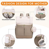 Pink and Grey Stylish Nappy Bag Backpack - Multi-Functional Diaper Bag with Insulated Pockets, Changing Pad & Pacifier Case - Front View