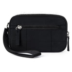 Black RFID Blocking Nylon Wristlet Clutch Wallet - Compact Waterproof Pouch with Card Slots & ID Window