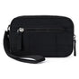 Black RFID Blocking Nylon Wristlet Clutch Wallet - Compact Waterproof Pouch with Card Slots & ID Window