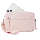 Pink RFID Blocking Nylon Wristlet Clutch Wallet - Compact Waterproof Pouch with Card Slots & ID Window