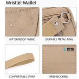 Purple RFID Blocking Nylon Wristlet Clutch Wallet - Compact Waterproof Pouch with Card Slots & ID Window - Rear View