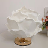 White Elegant Lotus Flower Table Lamp - Decorative Bedside Night Light for Bedroom Ambiance - Front View