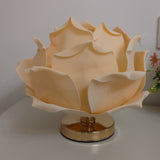Champagne Elegant Lotus Flower Table Lamp - Decorative Bedside Night Light for Bedroom Ambiance - Front View
