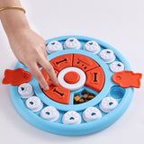Blue Interactive Pet Puzzle Feeder Toy - Slow Eating & Mental Stimulation Game for Dogs & Cats - Top-Down View