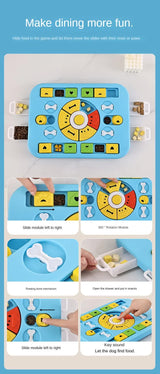 Blue Advanced Interactive Dog Puzzle Toy - Multi-Mechanism Treat Dispensing Slow Feeder for Mental Enrichment - Rear View