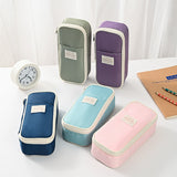 Purple Large Capacity Expandable Pencil Case - Multi-Compartment Student Stationery Pouch (Only with pencil case) - Front View