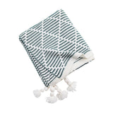 Yellow and Beige Diamond Pattern Soft Cozy Knit Throw Blanket with Tassels - Geometric Pattern Lightweight Acrylic Blanket for Sofa Couch Bed, 130x150cm - Close-Up Angle