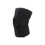 Black Adjustable Knee Brace Support (Pair) with Dual Spring Stabilizers & Patella Gel Pad - Non-Slip for Sports Running Hiking