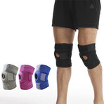 Black Adjustable Knee Brace Support (Pair) with Dual Spring Stabilizers & Patella Gel Pad - Non-Slip for Sports Running Hiking