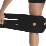 Black Adjustable Knee Brace Support (Pair) with Dual Spring Stabilizers & Patella Gel Pad - Non-Slip for Sports Running Hiking - Close-Up Angle