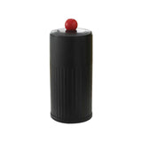 Black Automatic Lifting Makeup Brush Holder - Dustproof Desktop Organizer with Lid & Compartments - Front View