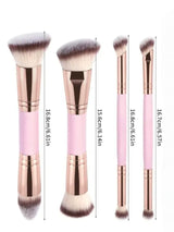 Black and Glod Versatile 4pc Dual-Ended Makeup Brush Set - Soft Synthetic Bristles for Foundation Blush Contour Concealer - Front View