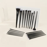 Black Complete 20-Piece Makeup Brush Set with Travel Pouch - Professional Synthetic Face & Eye Brushes Kit - Side View