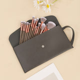 Brown and Glod Complete 20-Piece Makeup Brush Set with Travel Pouch - Professional Synthetic Face & Eye Brushes Kit - Top-Down View