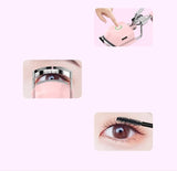 Pink USB-C Rechargeable Heated Eyelash Curler - Gentle Long-Lasting Lift with 2 Temperature Modes & Cute Cat Ear Design - 45-Degree Angle