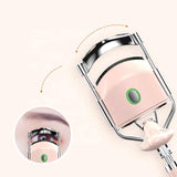 White USB-C Rechargeable Heated Eyelash Curler - Gentle Long-Lasting Lift with 2 Temperature Modes & Cute Cat Ear Design - Top-Down View