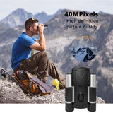 Black HD Digital Camera Binoculars 8X Zoom - Record Video & Photos with LCD Screen, Starlight Night Vision for Outdoors - Rear View