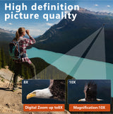 Silver and Black HD Digital Camera Binoculars 8X Zoom - Record Video & Photos with LCD Screen, Starlight Night Vision for Outdoors - Extra Image