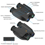 Black Professional HD Digital Night Vision Binoculars - 6X Optical Zoom, IR Illumination, Record 2.5K Video & 48MP Photos - Top-Down View